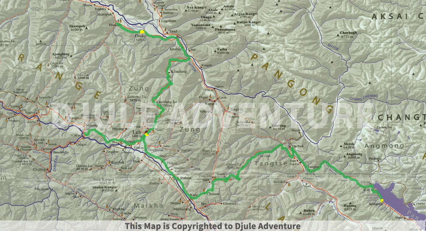 Ladakh Tour Map